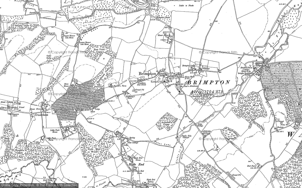Old Map of Historic Map covering Brimpton Mill in 1909
