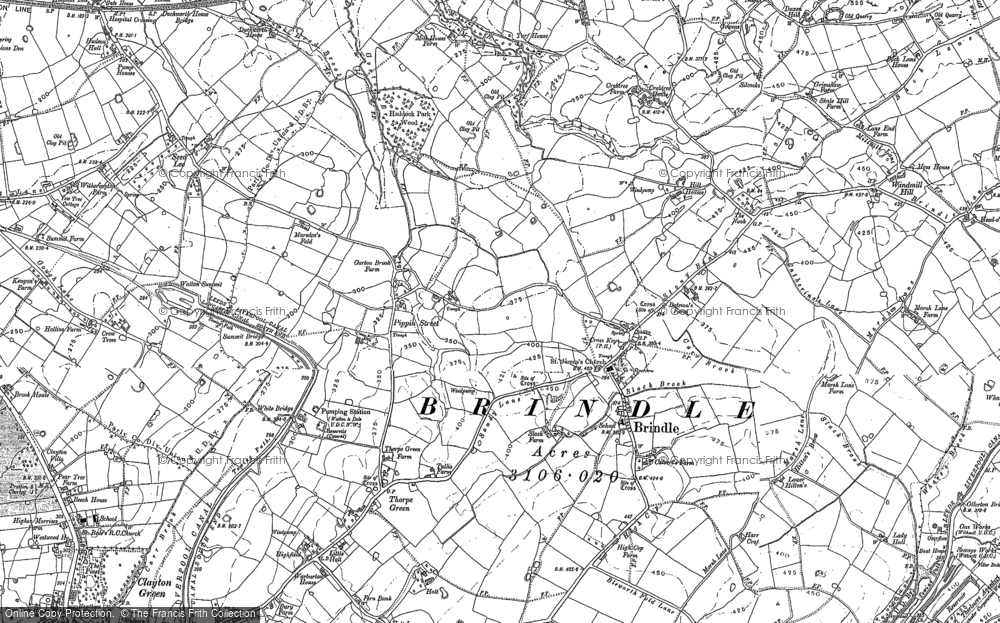 Old Map of Historic Map covering Jack Green in 1892