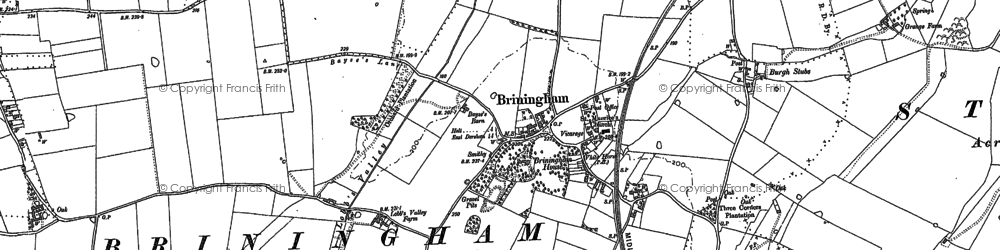 Old map of Briningham in 1885