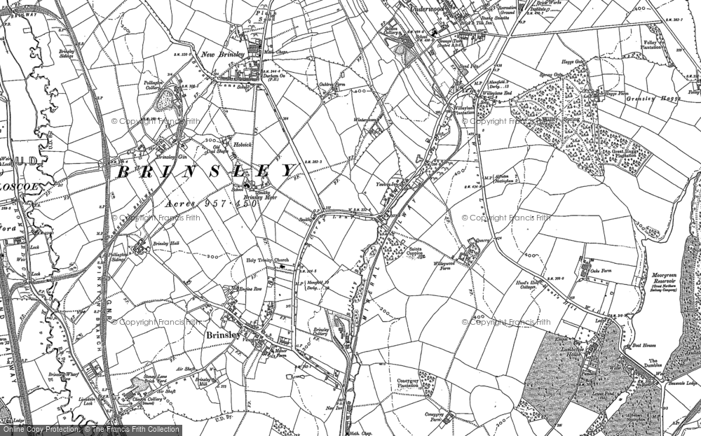 Old Map of Historic Map covering Brinsley Hall in 1899