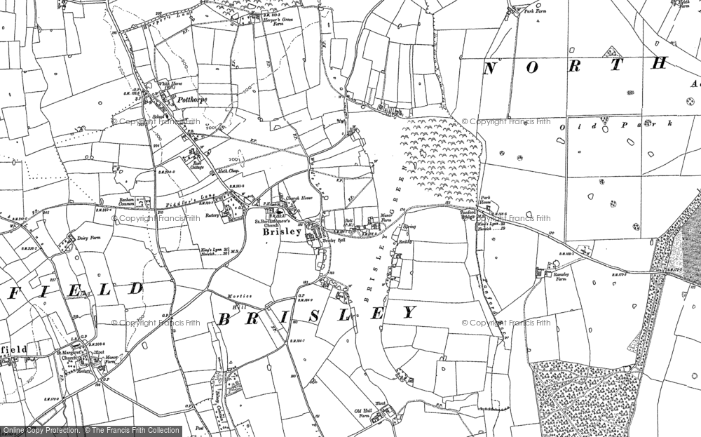 Old Map of Brisley, 1883 - 1885 in 1883