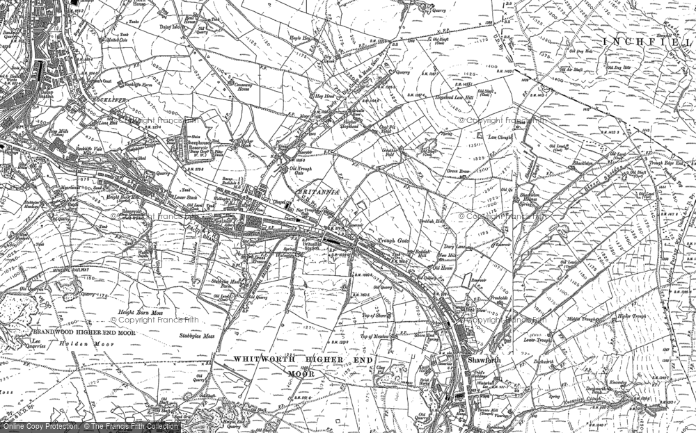 Old Map of Historic Map covering Trough Gate in 1891