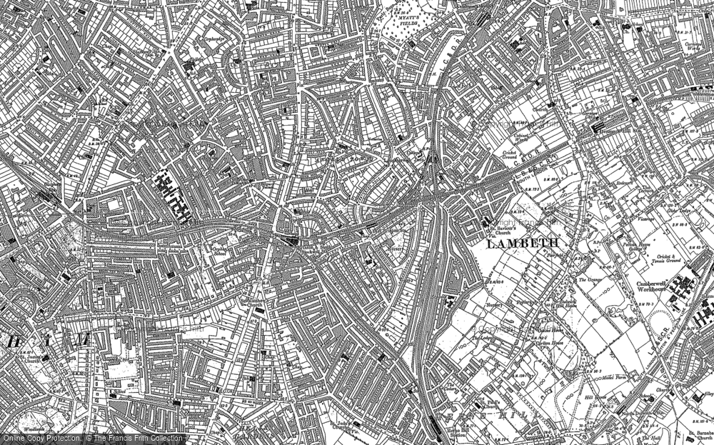 Old Map of Historic Map covering Kennington in 1894