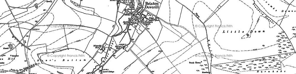 Old map of Brixton Deverill in 1900