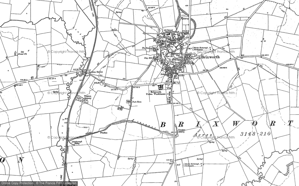 Old Map of Brixworth, 1884 in 1884
