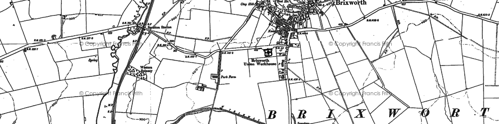 Old map of Brixworth in 1884