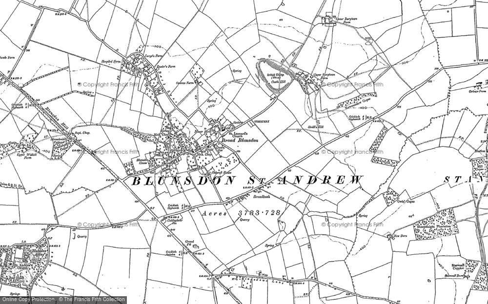Old Map of Historic Map covering Lower Blunsdon in 1899