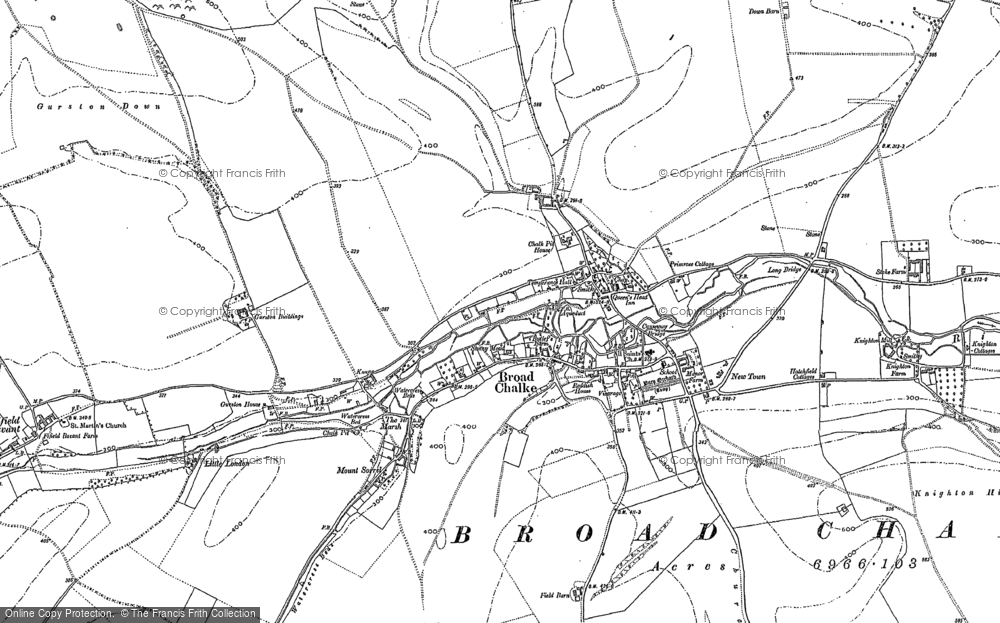 Old Map of Historic Map covering Stoke Farthing in 1884