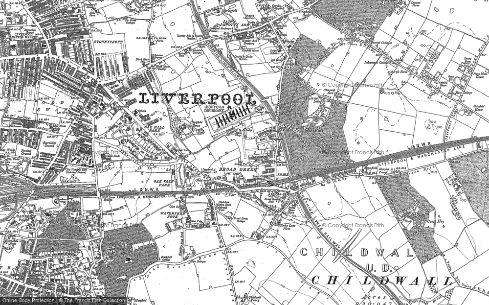 Old Map of Broad Green, 1891 - 1906 in 1891