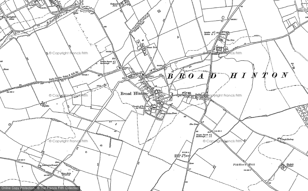 Old Map of Historic Map covering Elm Cross in 1899
