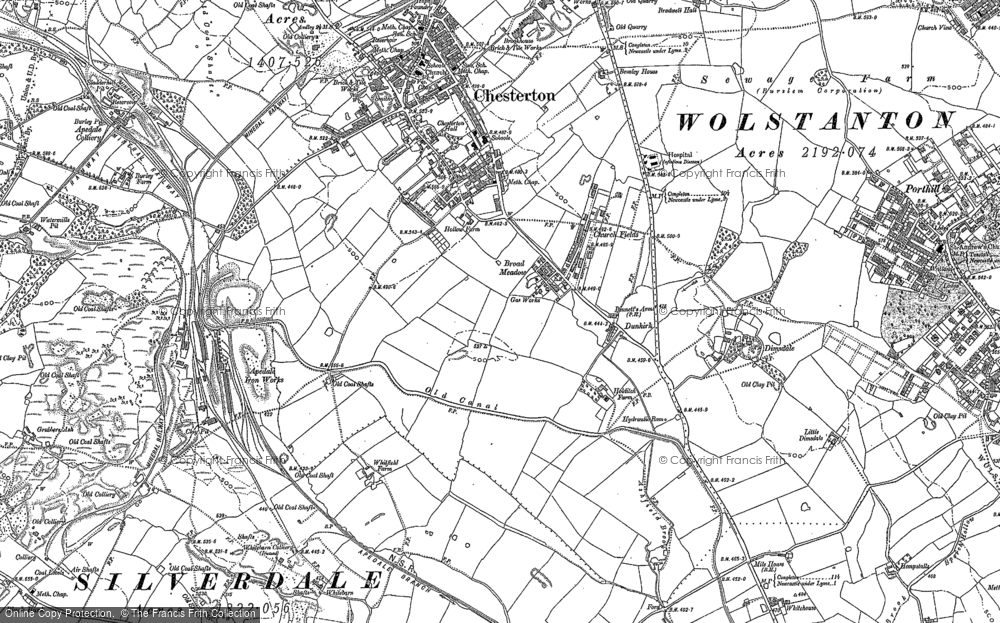 Old Map of Historic Map covering Dimsdale in 1898