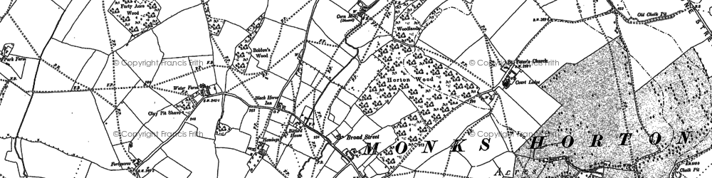 Old map of Monks Horton Manor in 1896