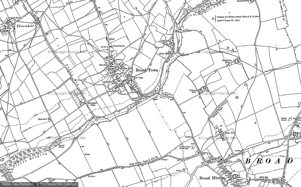 Old Map of Historic Map covering Broadtown Hill in 1899