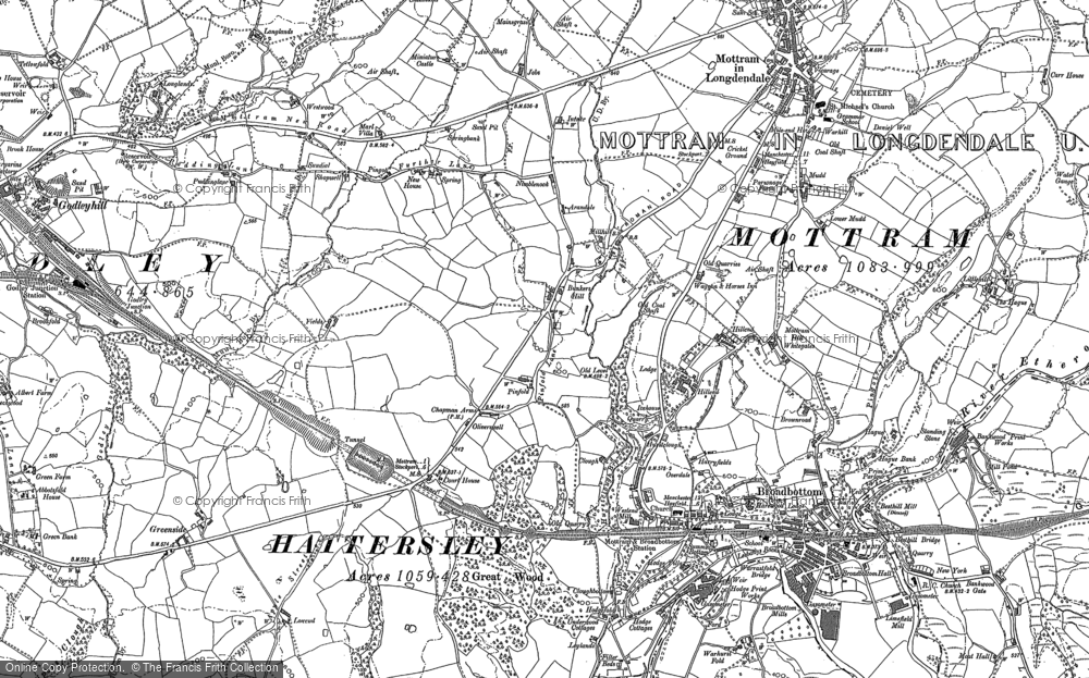 Old Map of Historic Map covering Hattersley in 1899