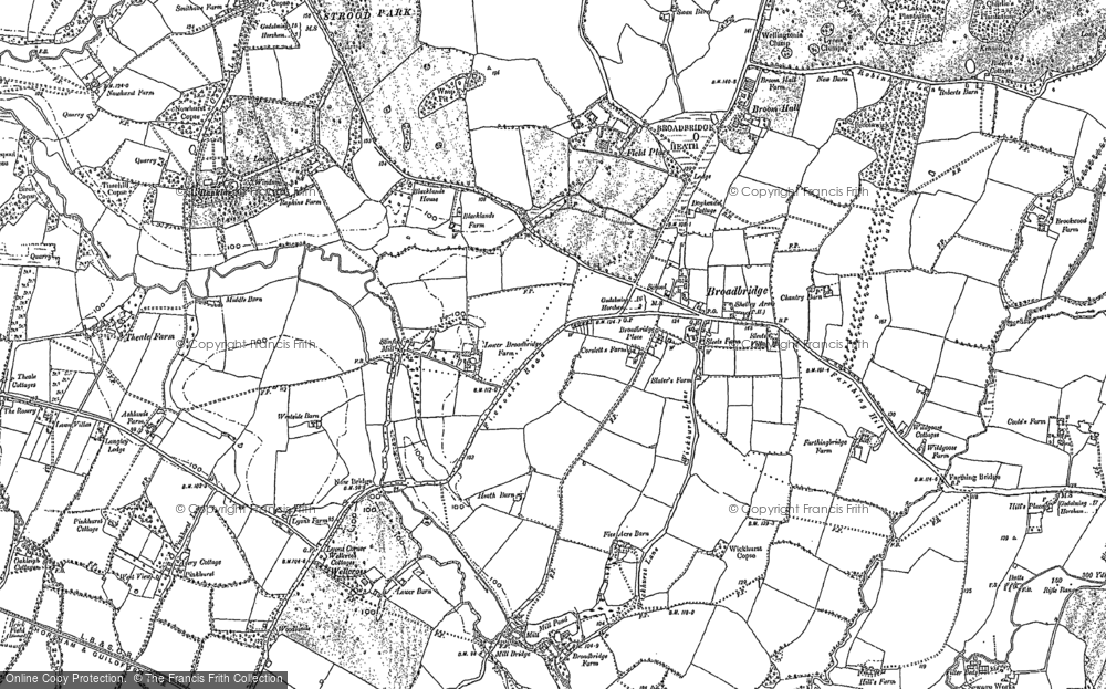 Old Map of Historic Map covering Strood Green in 1896