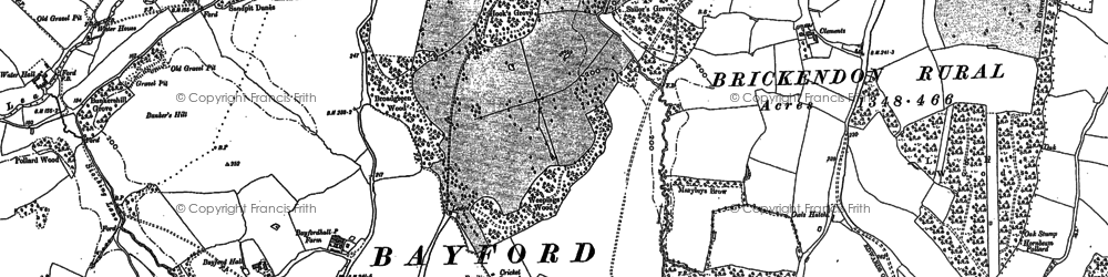 Old map of Bayfordbury Mansion in 1896