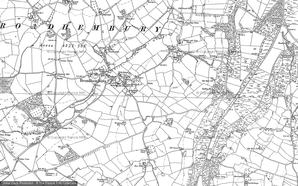Old Map of Broadhembury, 1887 in 1887