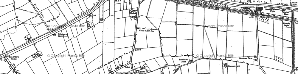 Old map of Broadholme in 1885