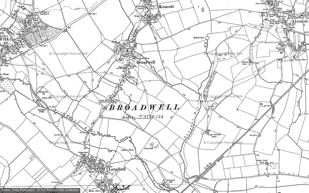 Old Map of Historic Map covering Broadwell Mill in 1896