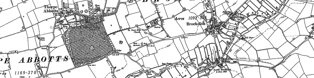 Old map of Brockdish Hall in 1903