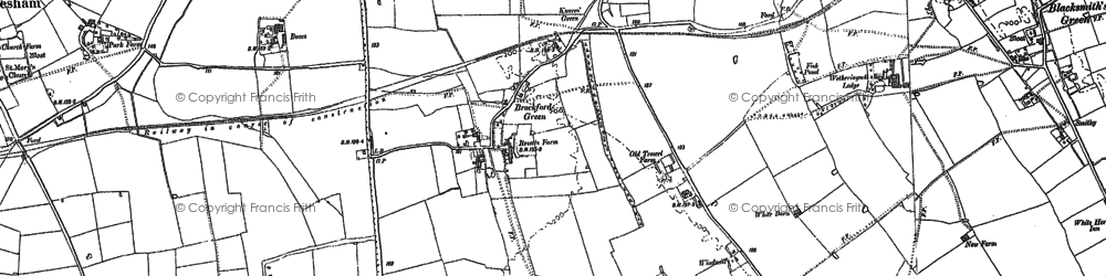 Old map of Brockford Green in 1884