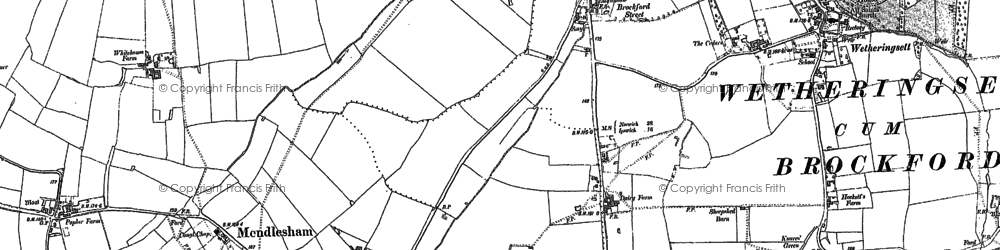 Old map of Brockford Street in 1884