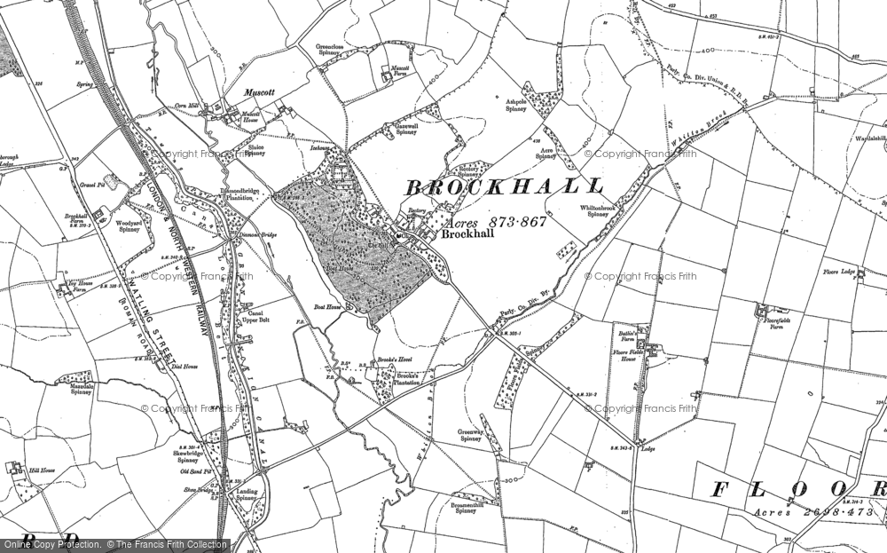Old Map of Brockhall, 1883 - 1884 in 1883
