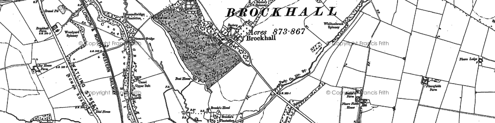 Old map of Brockhall in 1883