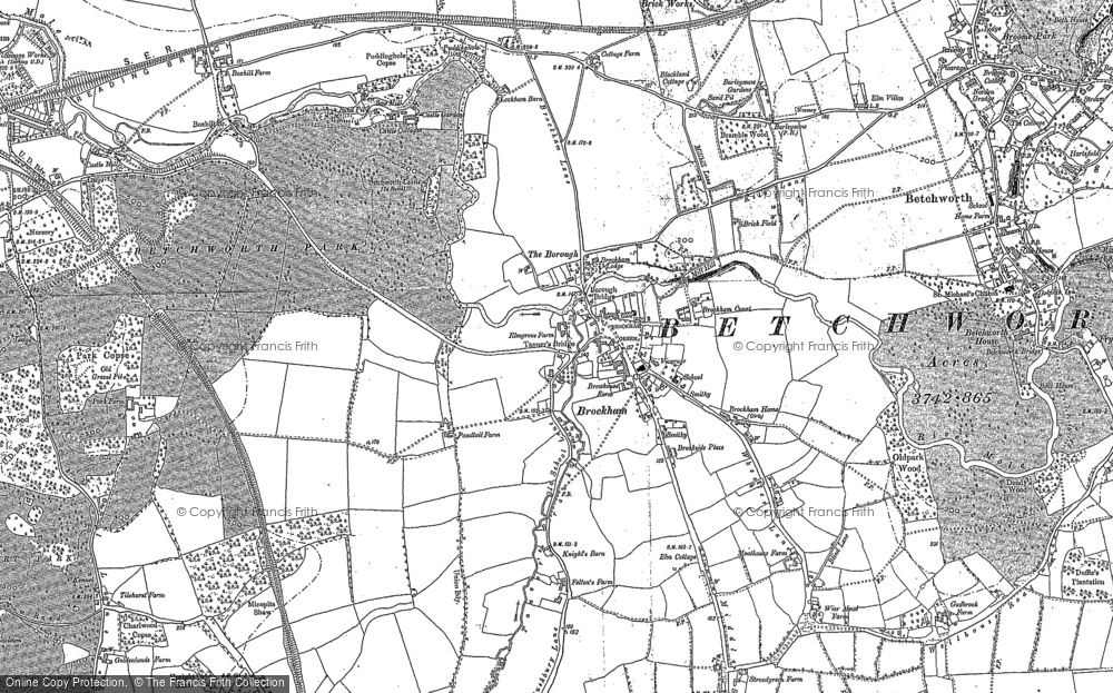 Old Map of Brockham, 1895 in 1895