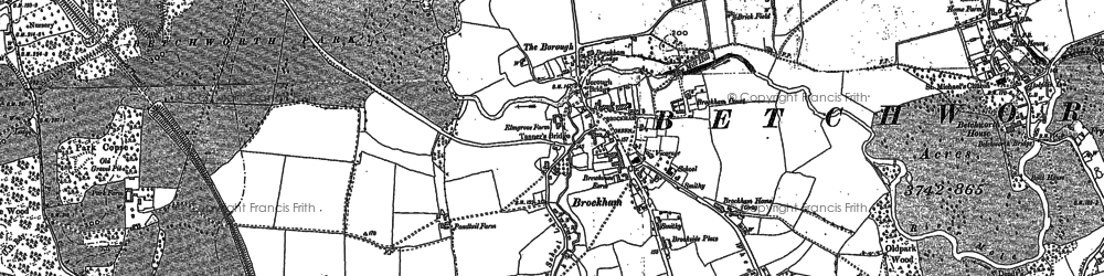 Old map of Brockham in 1895