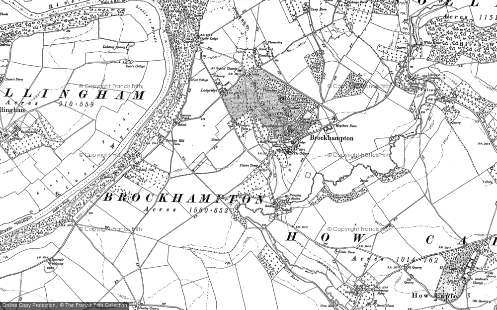 Old Map of Historic Map covering Brinkley Hill in 1887