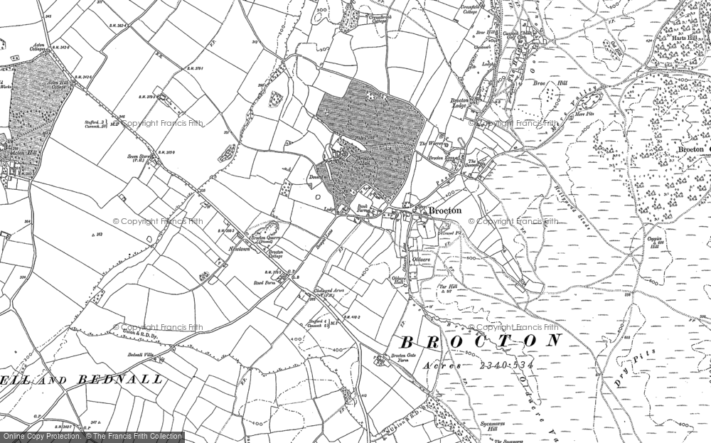 Old Map of Historic Map covering Brocton Coppice in 1881