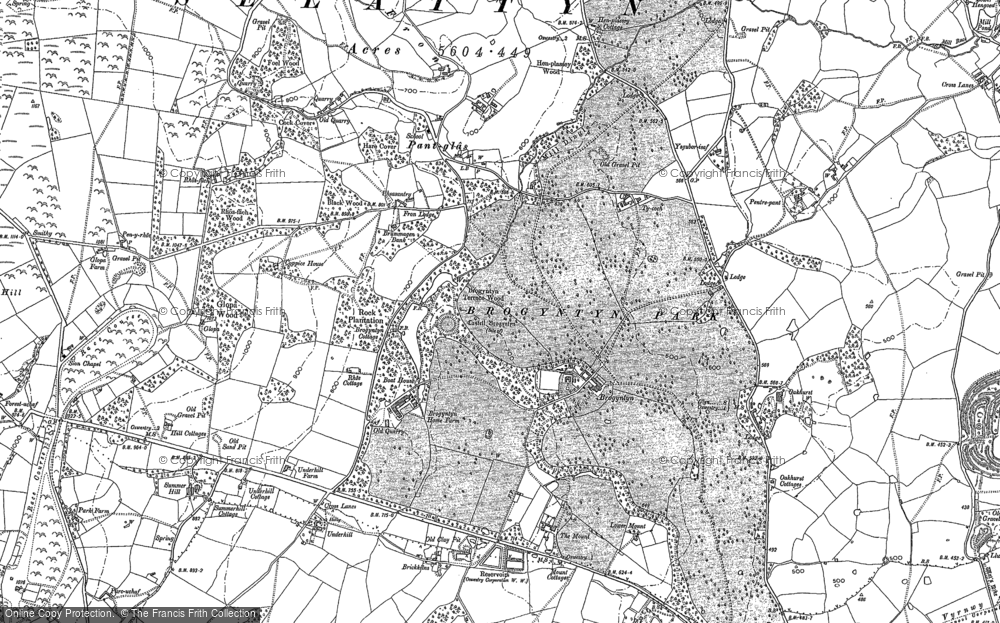 Old Map of Brogyntyn, 1874 in 1874