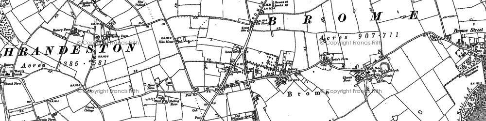 Old map of Brome in 1885