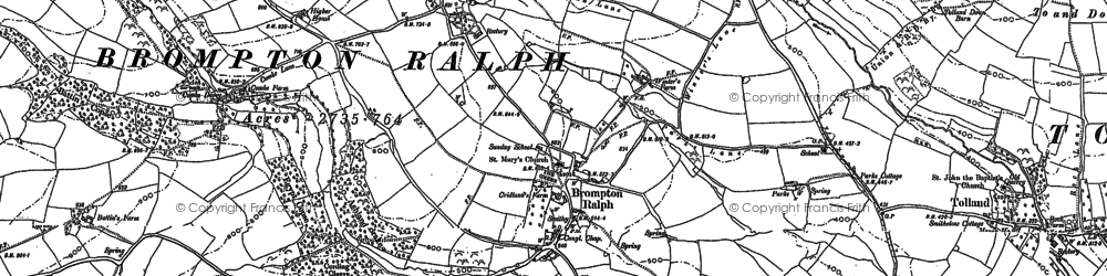 Old map of Brompton Ralph in 1887