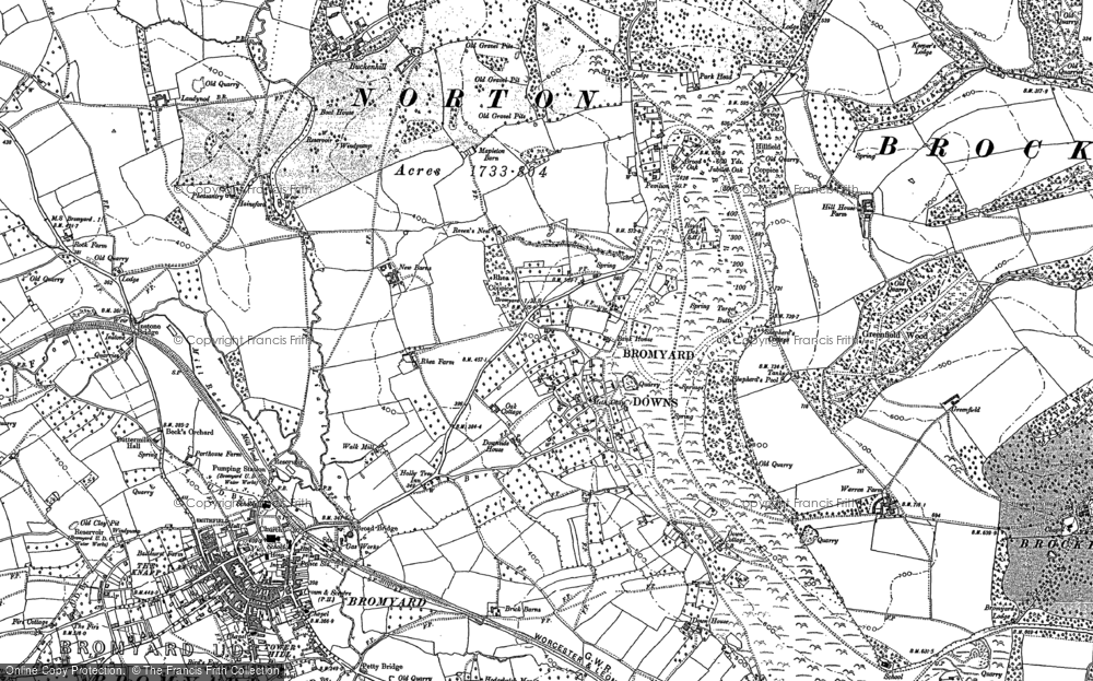 Old Map of Bromyard Downs, 1885 in 1885