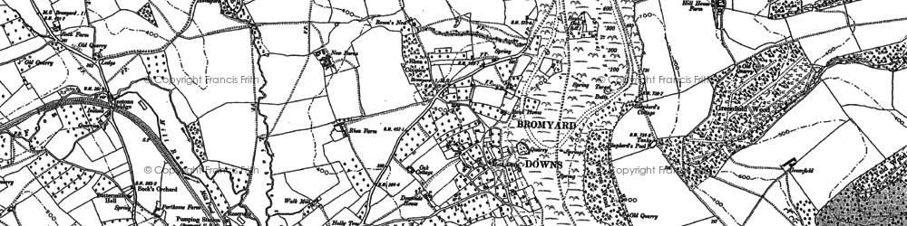 Old map of Bromyard Downs in 1885