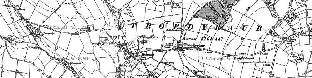 Old map of Troedyraur in 1887