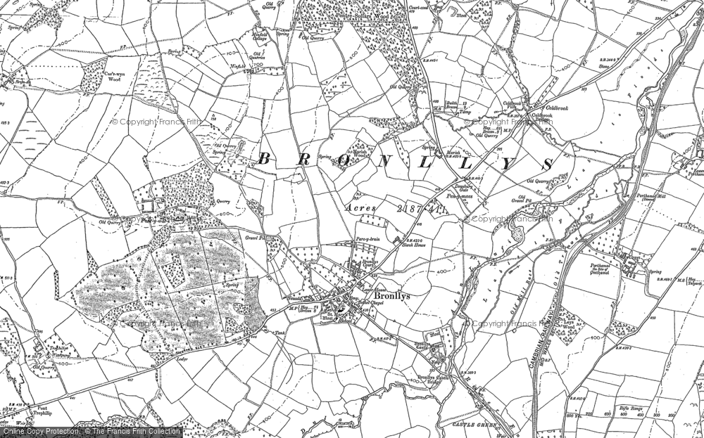 Old Map of Bronllys, 1886 - 1887 in 1886