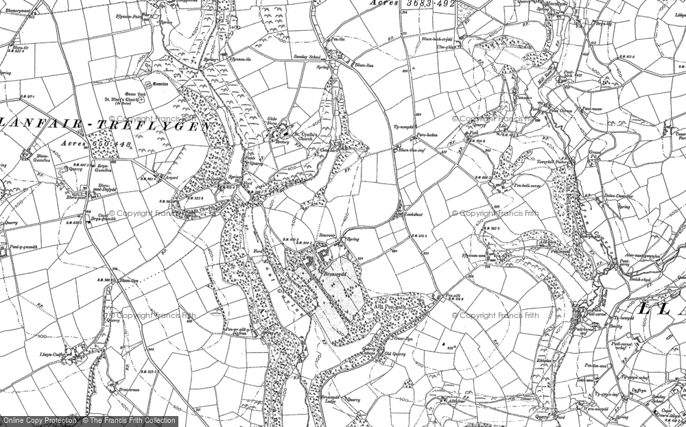 Old Map of Historic Map covering Penrhiw-pal in 1887
