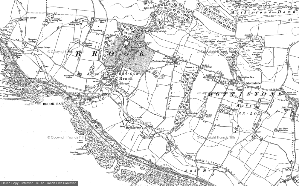 Old Map of Historic Map covering Brook Bay in 1907