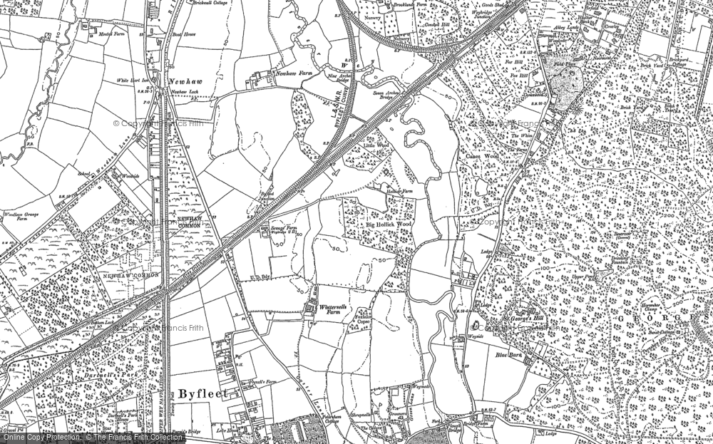 Old Map of Brooklands, 1895 in 1895