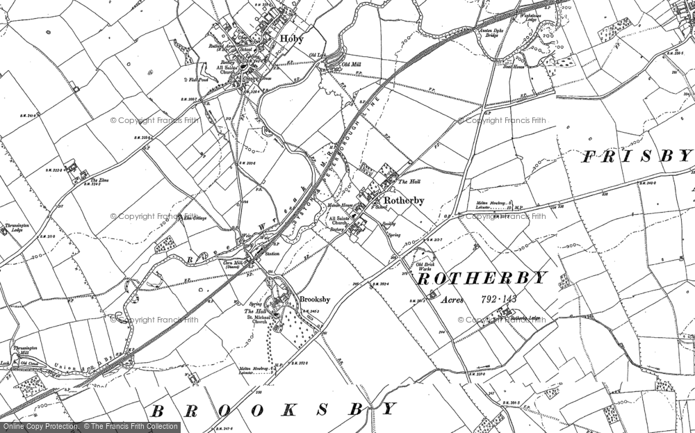 Old Map of Brooksby, 1883 - 1884 in 1883