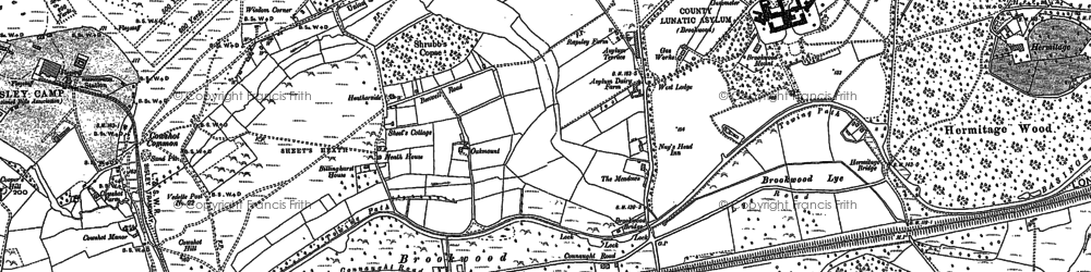Old map of Bisley Camp (National Shooting Centre) in 1895