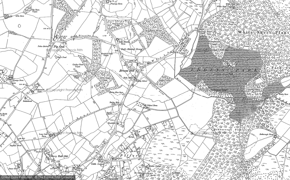 Old Map of Historic Map covering Pig Oak in 1887