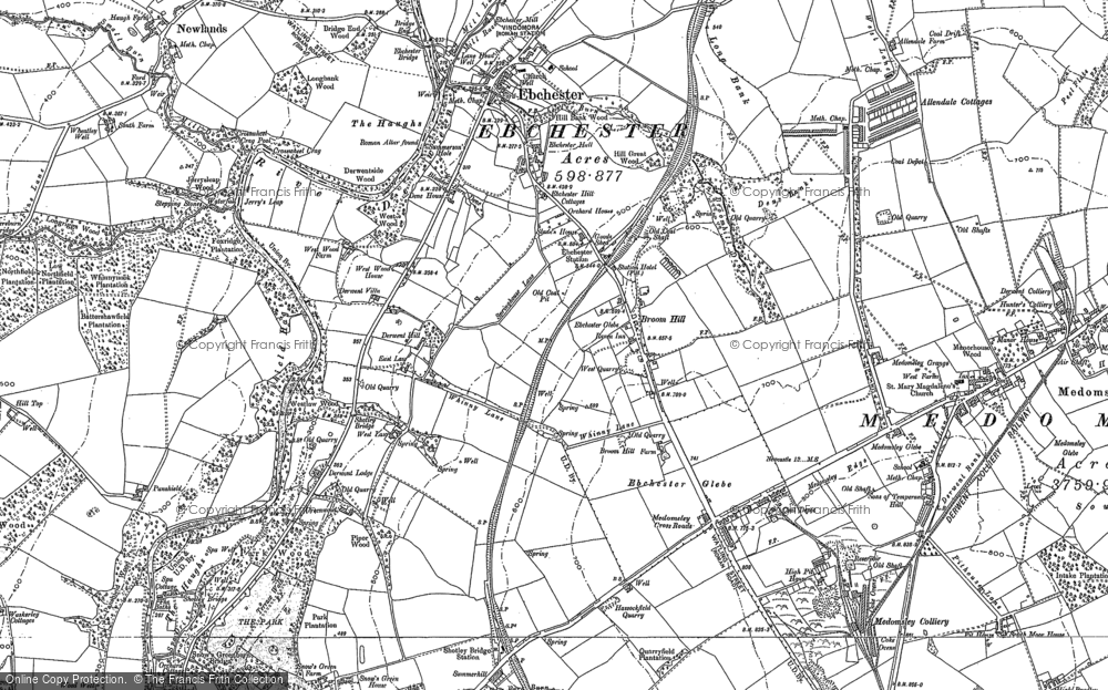 Old Map of Broom Hill, 1916 - 1919 in 1916