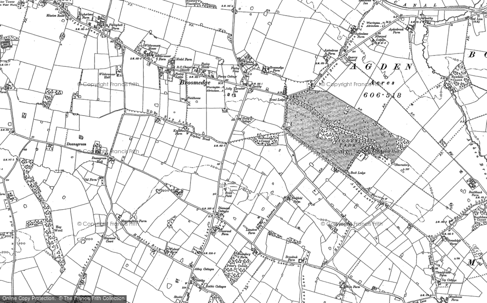 Old Map of Broomedge, 1908 in 1908