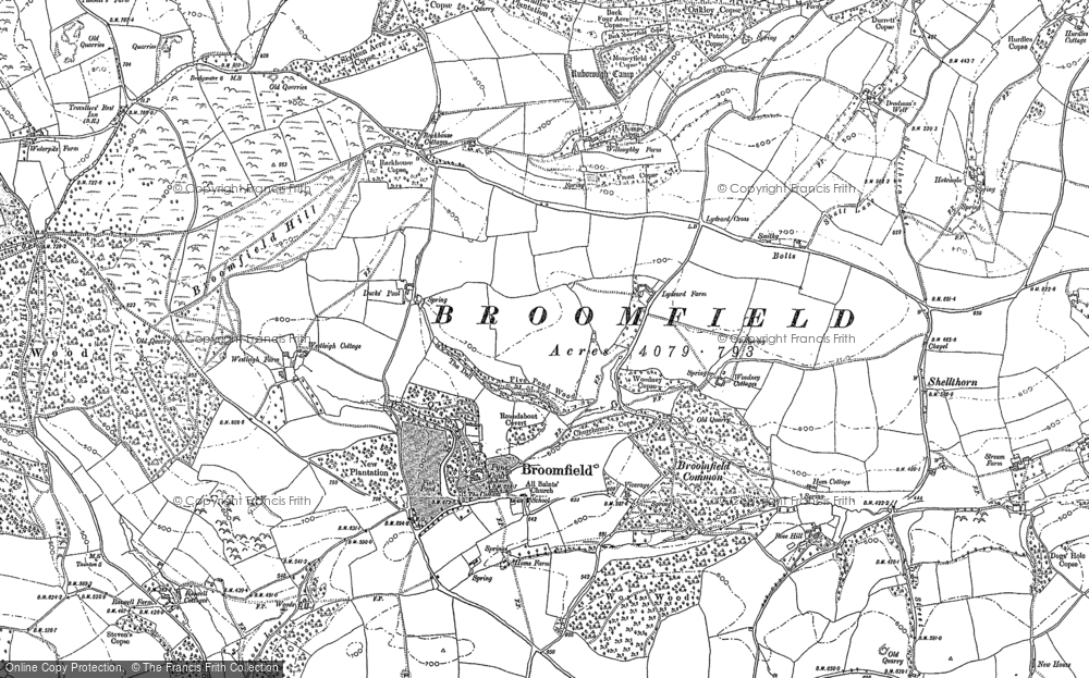 Old Map of Broomfield, 1887 in 1887