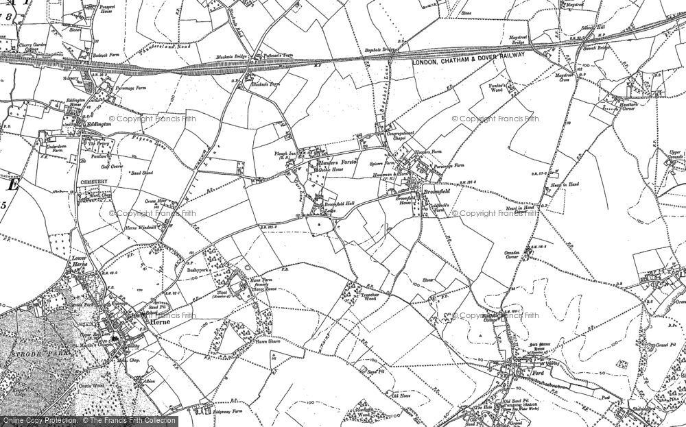 Old Map of Historic Map covering Herne in 1906