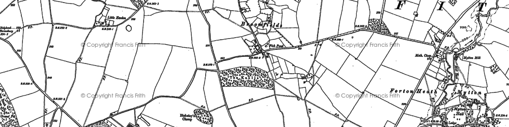 Old map of Broomfields in 1881